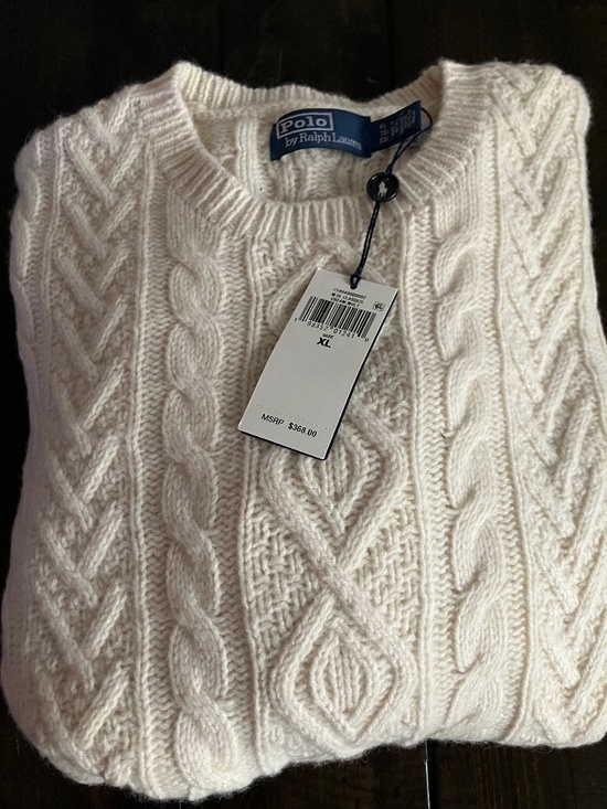 Polo Ralph Lauren Other - NWT Polo Ralph Lauren Cream Aran Knit Alpaca Wool Sweater XL